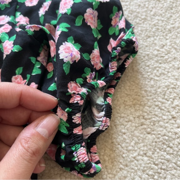 Zara Floral Bustier Style Smocked Back Crop Top - Picture 5 of 12
